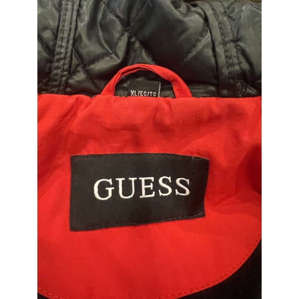 GUESS Womens Red Heavyweight Puffer Jacket Parka Coat Faux Fur Hood Size XL - Picture 6 of 6
